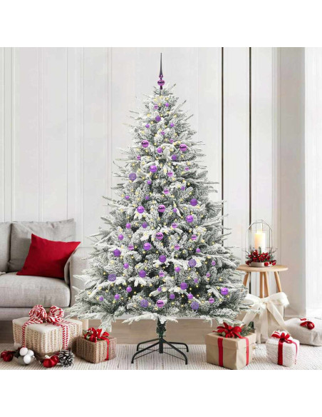 Albero di Natale artificiale preilluminato con set di palline