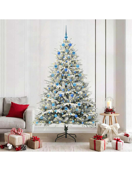Albero di Natale artificiale preilluminato con set di palline