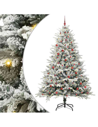 Albero di Natale Artificiale Pre-illuminato con Set di Palline