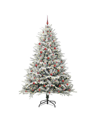 Albero di Natale Artificiale Pre-illuminato con Set di Palline