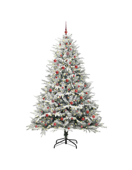 Albero di Natale Artificiale Pre-illuminato con Set di Palline