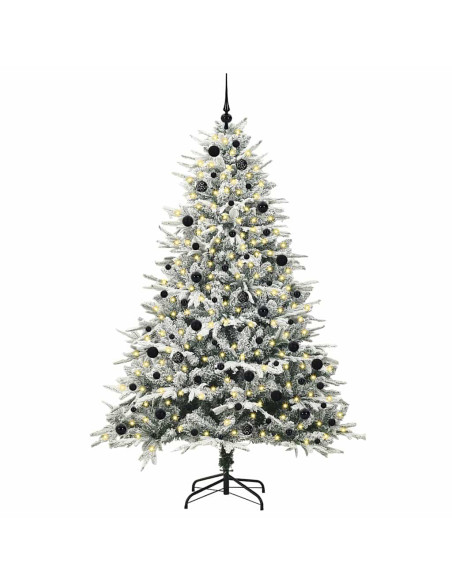 Albero di Natale Artificiale Pre-illuminato con Set di Palline