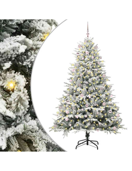 Albero di Natale Artificiale Pre-illuminato con Set di Palline
