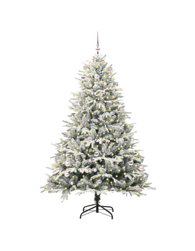 Albero di Natale Artificiale Pre-illuminato con Set di Palline