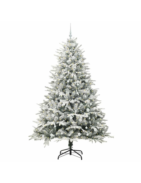 Albero di Natale Artificiale Pre-illuminato con Set di Palline