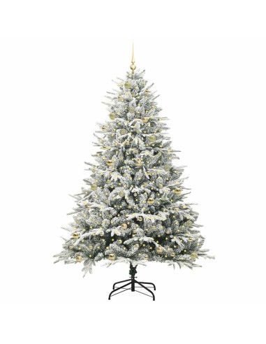 Albero di Natale Artificiale Pre-illuminato con Set di Palline