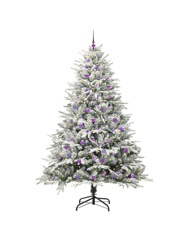 Albero di Natale Artificiale Pre-illuminato con Set di Palline