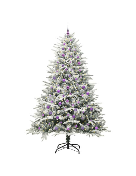 Albero di Natale Artificiale Pre-illuminato con Set di Palline