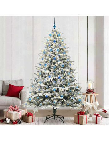 Albero di Natale artificiale preilluminato con set di palline