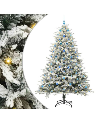 Albero di Natale Artificiale Pre-illuminato con Set di Palline