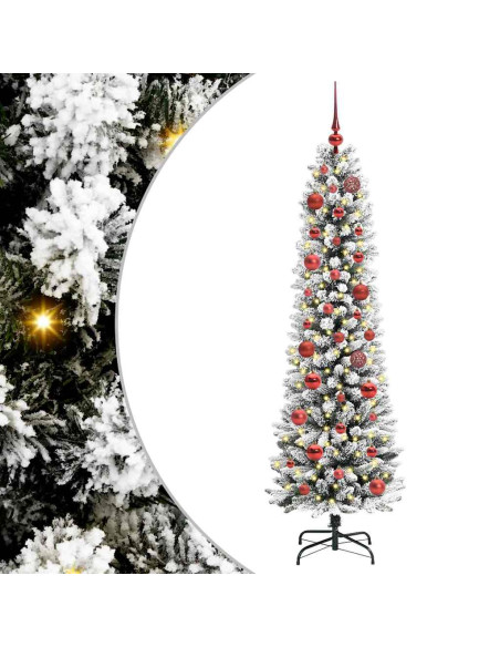 Albero di Natale artificiale con 150 LED Verde e bianco 150 cm