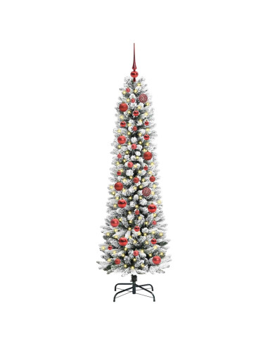 Albero di Natale artificiale con 150 LED Verde e bianco 150 cm