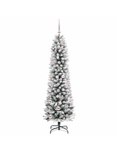 Albero di Natale artificiale con 150 LED Verde e bianco 150 cm 2
