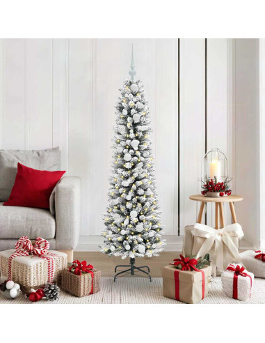 Albero di Natale artificiale con 150 LED Verde e bianco 150 cm