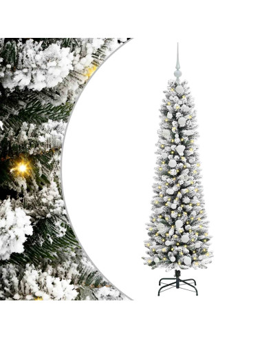 Albero di Natale artificiale con 150 LED Verde e bianco 150 cm