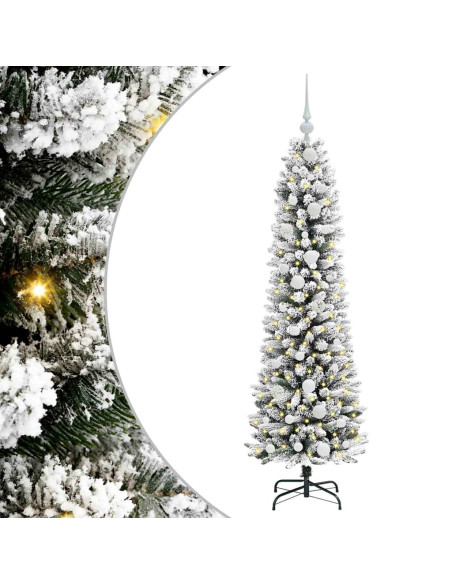 Albero di Natale artificiale con 150 LED Verde e bianco 150 cm