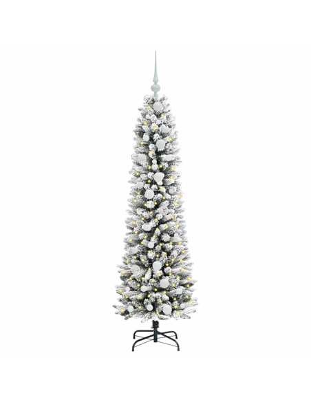 Albero di Natale artificiale con 150 LED Verde e bianco 150 cm