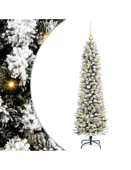 Albero di Natale artificiale con 150 LED Verde e bianco 150 cm