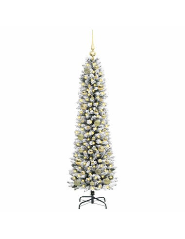 Albero di Natale artificiale con 150 LED Verde e bianco 150 cm