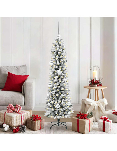 Albero di Natale artificiale con 150 LED Verde e bianco 150 cm