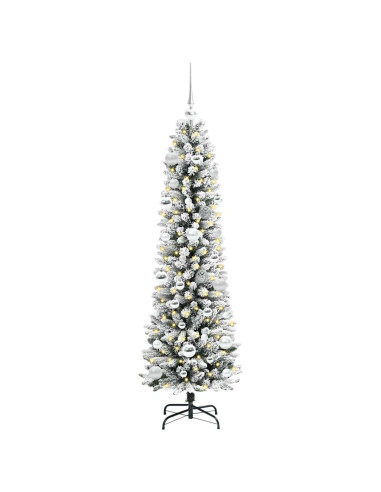 Albero di Natale artificiale con 150 LED Verde e bianco 150 cm