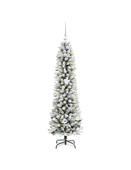 Albero di Natale artificiale con 150 LED Verde e bianco 150 cm
