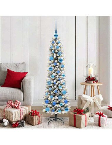 Albero di Natale artificiale con 150 LED Verde e bianco 150 cm