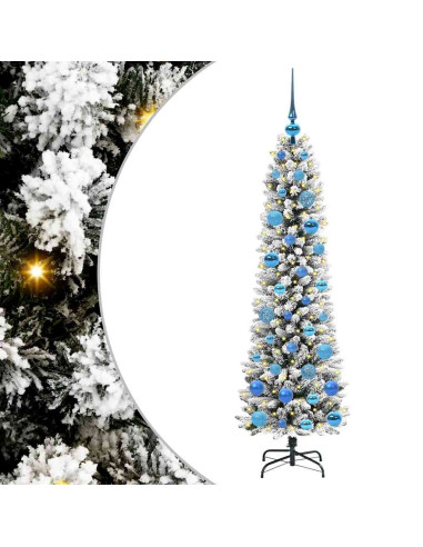 Albero di Natale artificiale con 150 LED Verde e bianco 150 cm