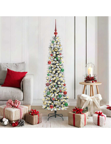 Albero di Natale artificiale con 150 LED Verde e bianco 150 cm