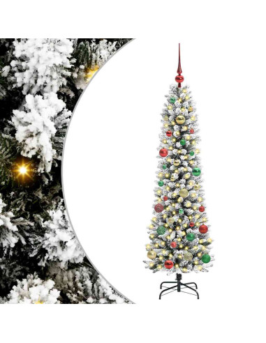 Albero di Natale artificiale con 150 LED Verde e bianco 150 cm