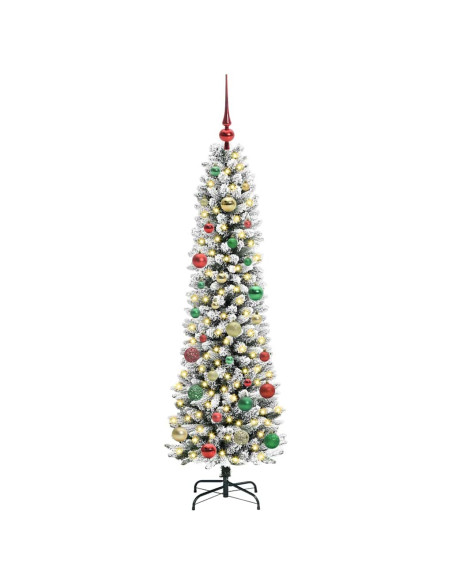Albero di Natale artificiale con 150 LED Verde e bianco 150 cm