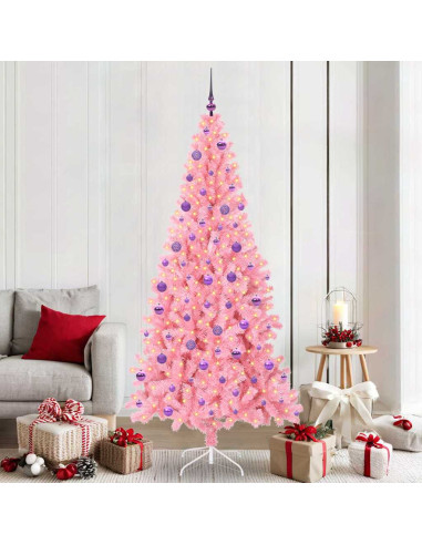 Albero di Natale con 300 LED con supporto Rosa 210 cm PVC