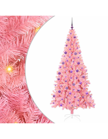 Albero di Natale con 300 LED con supporto Rosa 210 cm PVC