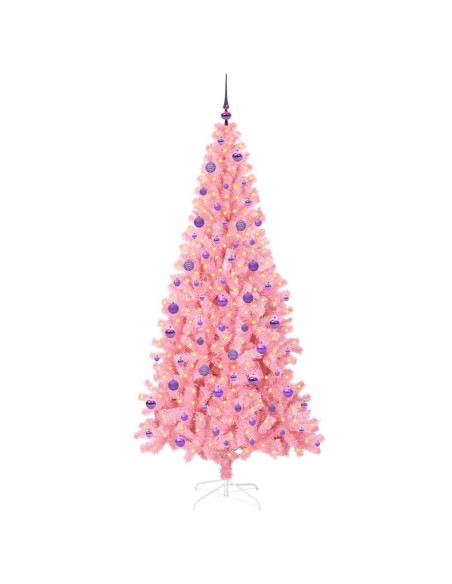Albero di Natale con 300 LED con supporto Rosa 210 cm PVC