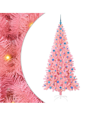 Albero di Natale con 300 LED con supporto Rosa 210 cm PVC