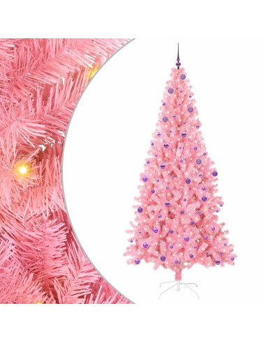 Albero di Natale con 300 LED con supporto Rosa 240 cm PVC