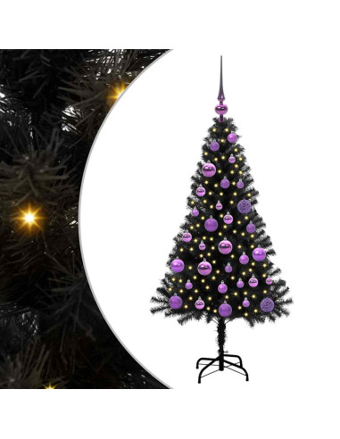 Albero di Natale con 150 LED con supporto Nero 120 cm PVC