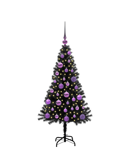 Albero di Natale con 150 LED con supporto Nero 120 cm PVC