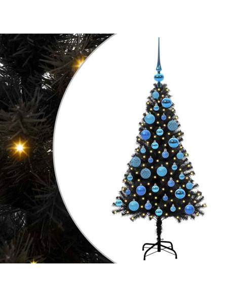 Albero di Natale con 150 LED con supporto Nero 120 cm PVC