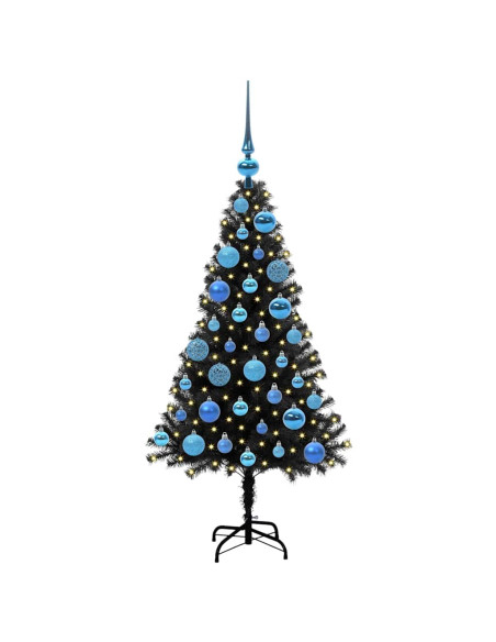 Albero di Natale con 150 LED con supporto Nero 120 cm PVC