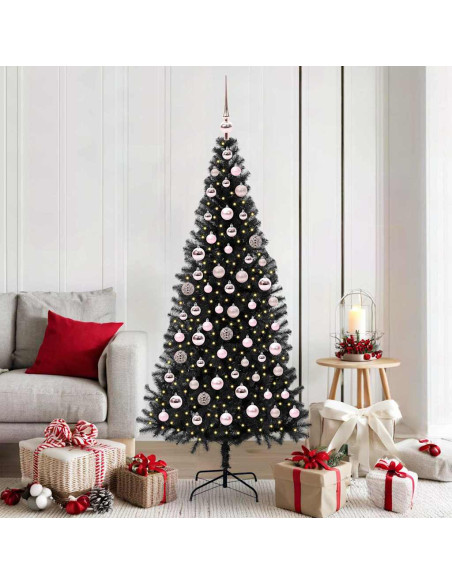 Albero di Natale con 300 LED con supporto Nero 180 cm PVC
