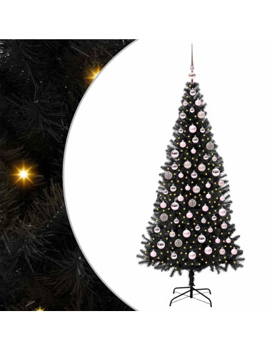 Albero di Natale con 300 LED con supporto Nero 180 cm PVC