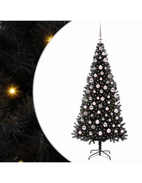 Albero di Natale con 300 LED con supporto Nero 180 cm PVC