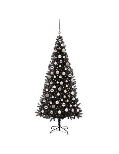 Albero di Natale con 300 LED con supporto Nero 180 cm PVC