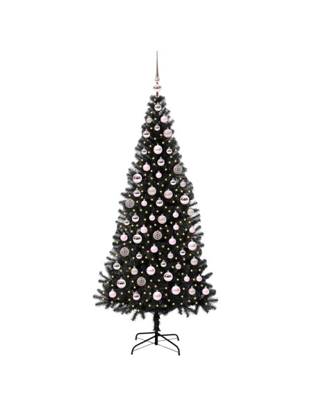 Albero di Natale con 300 LED con supporto Nero 180 cm PVC