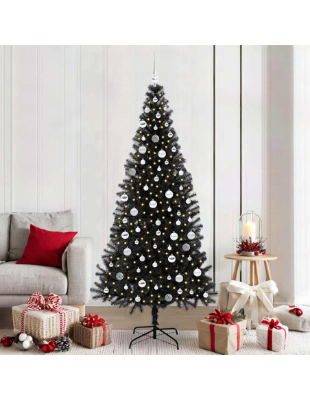Albero di Natale con 300 LED con supporto Nero 210 cm PVC