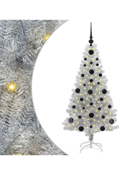 Albero di Natale con 150 LED con supporto Argento 120 cm PET