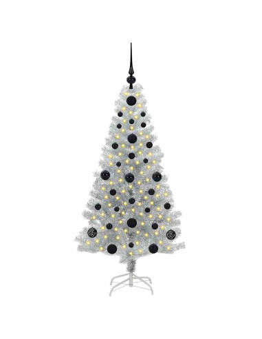 Albero di Natale con 150 LED con supporto Argento 120 cm PET