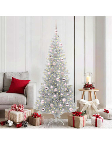 Albero di Natale con 300 LED con supporto Argento 180 cm PET
