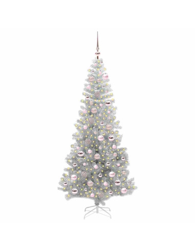 Albero di Natale con 300 LED con supporto Argento 180 cm PET